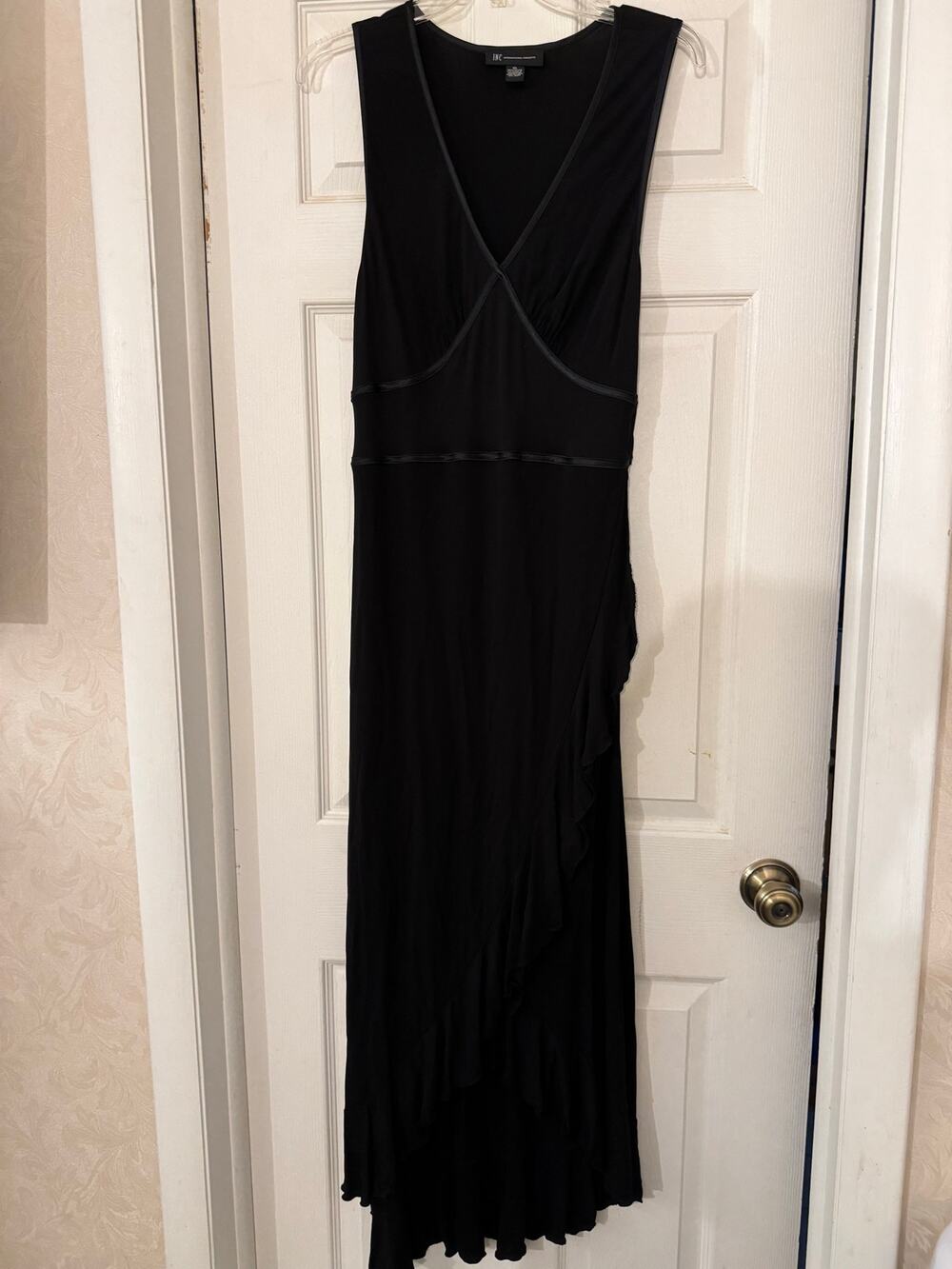 INC International Concepts Black Ruffle High-Low Maxi Dress Size XL Sleeveless